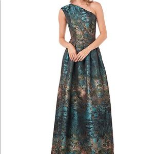 Kay Unger Cara Gown Teal Multi